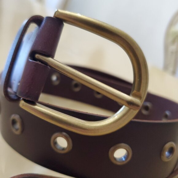 Frye Leather Grommet Belt Size Medium - Picture 3 of 13